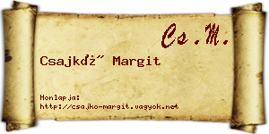 Csajkó Margit névjegykártya